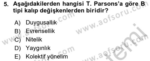 Modern Sosyoloji Tarihi Dersi 2016 - 2017 Yılı (Vize) Ara Sınav Soruları 5. Soru