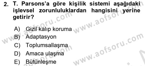 Modern Sosyoloji Tarihi Dersi 2016 - 2017 Yılı (Final) Dönem Sonu Sınav Soruları 2. Soru