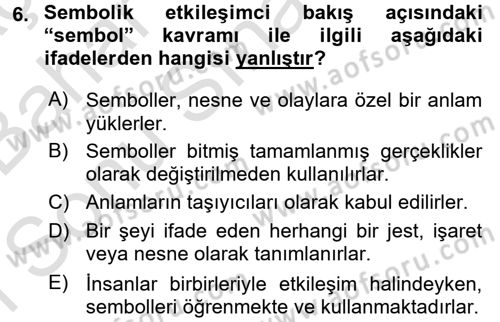 Modern Sosyoloji Tarihi Dersi 2016 - 2017 Yılı (Final) Dönem Sonu Sınav Soruları 6. Soru