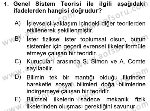 Modern Sosyoloji Tarihi Dersi 2017 - 2018 Yılı (Vize) Ara Sınav Soruları 1. Soru