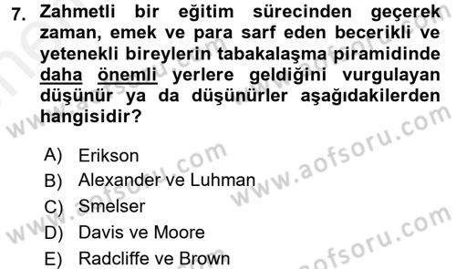 Modern Sosyoloji Tarihi Dersi 2017 - 2018 Yılı (Vize) Ara Sınav Soruları 7. Soru