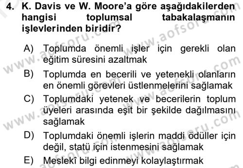 Modern Sosyoloji Tarihi Dersi 2017 - 2018 Yılı (Final) Dönem Sonu Sınav Soruları 4. Soru