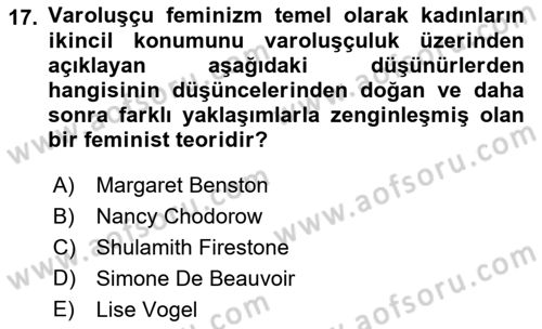 Modern Sosyoloji Tarihi Dersi 2018 - 2019 Yılı 3 Ders Sınav Soruları 17. Soru