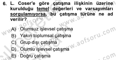 Modern Sosyoloji Tarihi Dersi 2018 - 2019 Yılı 3 Ders Sınav Soruları 6. Soru