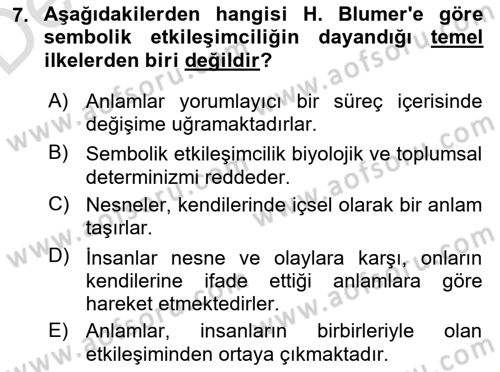 Modern Sosyoloji Tarihi Dersi 2018 - 2019 Yılı 3 Ders Sınav Soruları 7. Soru