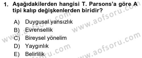 Modern Sosyoloji Tarihi Dersi 2018 - 2019 Yılı (Vize) Ara Sınav Soruları 1. Soru