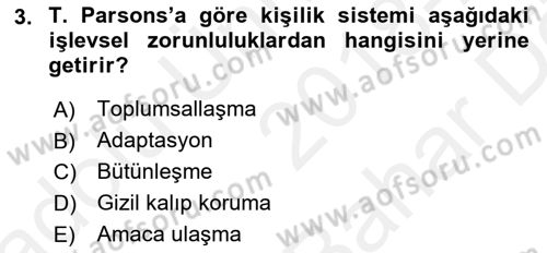 Modern Sosyoloji Tarihi Dersi 2018 - 2019 Yılı (Vize) Ara Sınav Soruları 3. Soru