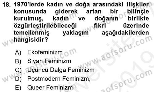 Modern Sosyoloji Tarihi Dersi 2018 - 2019 Yılı (Final) Dönem Sonu Sınav Soruları 18. Soru