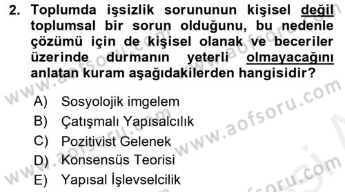 Modern Sosyoloji Tarihi Dersi 2018 - 2019 Yılı (Final) Dönem Sonu Sınav Soruları 2. Soru
