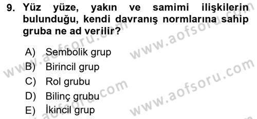 Modern Sosyoloji Tarihi Dersi 2018 - 2019 Yılı (Final) Dönem Sonu Sınav Soruları 9. Soru