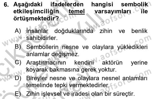 Modern Sosyoloji Tarihi Dersi 2018 - 2019 Yılı Yaz Okulu Sınav Soruları 6. Soru