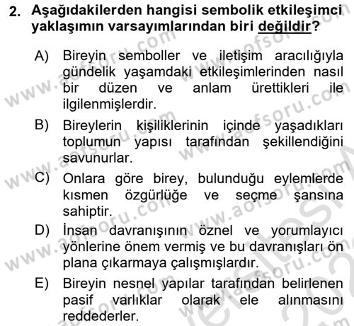 Modern Sosyoloji Tarihi Dersi 2021 - 2022 Yılı (Vize) Ara Sınav Soruları 2. Soru
