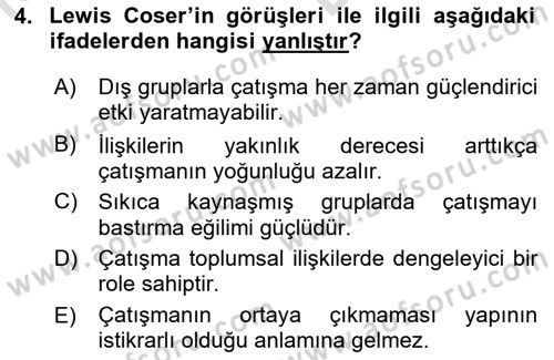 Modern Sosyoloji Tarihi Dersi 2021 - 2022 Yılı (Vize) Ara Sınav Soruları 4. Soru