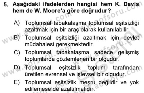 Modern Sosyoloji Tarihi Dersi 2021 - 2022 Yılı (Vize) Ara Sınav Soruları 5. Soru