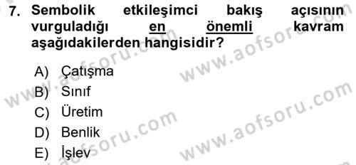 Modern Sosyoloji Tarihi Dersi 2021 - 2022 Yılı (Vize) Ara Sınav Soruları 7. Soru