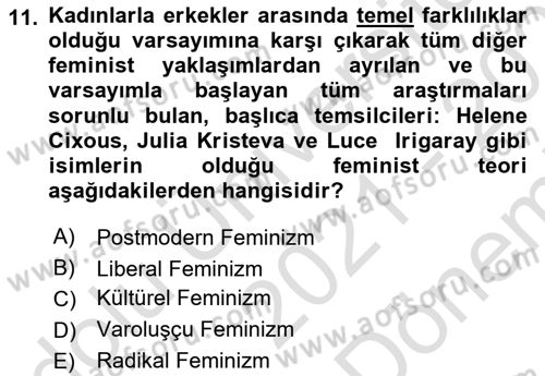 Modern Sosyoloji Tarihi Dersi 2021 - 2022 Yılı (Final) Dönem Sonu Sınav Soruları 11. Soru