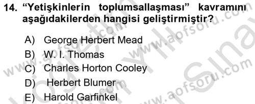 Modern Sosyoloji Tarihi Dersi 2021 - 2022 Yılı (Final) Dönem Sonu Sınav Soruları 14. Soru