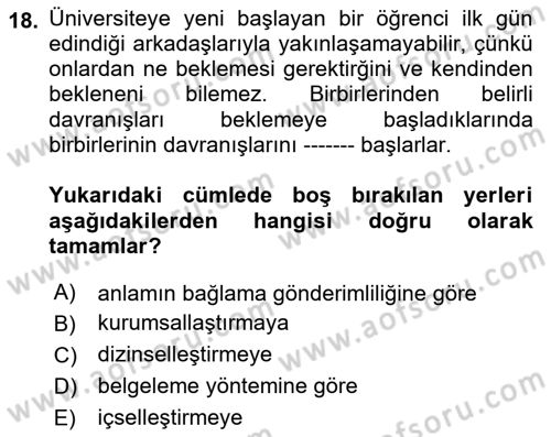 Modern Sosyoloji Tarihi Dersi 2021 - 2022 Yılı (Final) Dönem Sonu Sınav Soruları 18. Soru