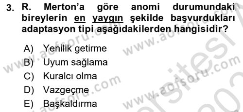 Modern Sosyoloji Tarihi Dersi 2021 - 2022 Yılı (Final) Dönem Sonu Sınav Soruları 3. Soru