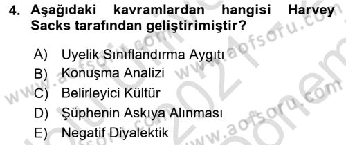 Modern Sosyoloji Tarihi Dersi 2021 - 2022 Yılı (Final) Dönem Sonu Sınav Soruları 4. Soru