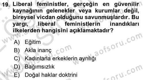 Modern Sosyoloji Tarihi Dersi 2021 - 2022 Yılı Yaz Okulu Sınav Soruları 19. Soru