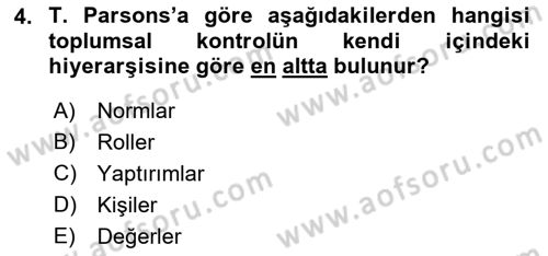 Modern Sosyoloji Tarihi Dersi 2021 - 2022 Yılı Yaz Okulu Sınav Soruları 4. Soru
