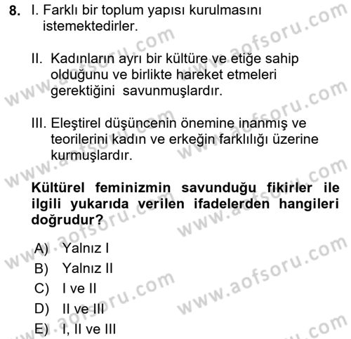 Modern Sosyoloji Tarihi Dersi 2021 - 2022 Yılı Yaz Okulu Sınav Soruları 8. Soru