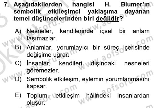 Modern Sosyoloji Tarihi Dersi 2022 - 2023 Yılı Yaz Okulu Sınav Soruları 7. Soru