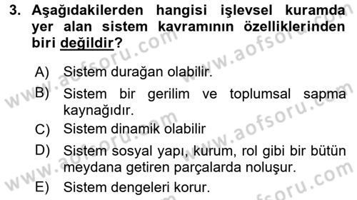 Modern Sosyoloji Tarihi Dersi 2023 - 2024 Yılı (Vize) Ara Sınav Soruları 3. Soru