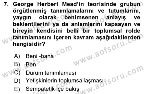 Modern Sosyoloji Tarihi Dersi 2023 - 2024 Yılı (Vize) Ara Sınav Soruları 7. Soru