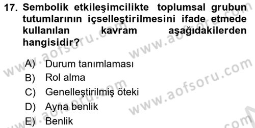 Modern Sosyoloji Tarihi Dersi 2023 - 2024 Yılı (Final) Dönem Sonu Sınav Soruları 17. Soru
