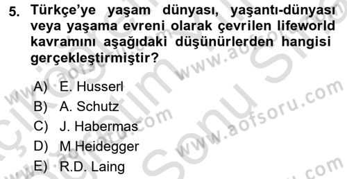 Modern Sosyoloji Tarihi Dersi 2023 - 2024 Yılı (Final) Dönem Sonu Sınav Soruları 5. Soru