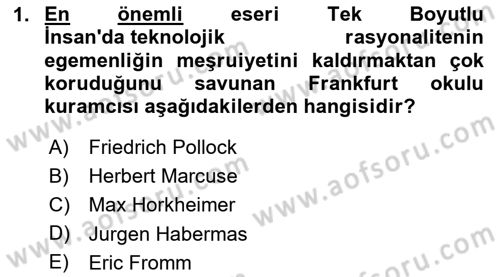 Modern Sosyoloji Tarihi Dersi 2023 - 2024 Yılı Yaz Okulu Sınav Soruları 1. Soru