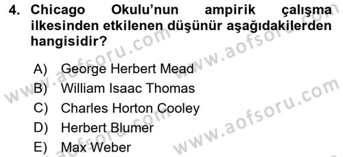 Modern Sosyoloji Tarihi Dersi 2023 - 2024 Yılı Yaz Okulu Sınav Soruları 4. Soru