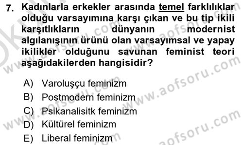 Modern Sosyoloji Tarihi Dersi 2023 - 2024 Yılı Yaz Okulu Sınav Soruları 7. Soru