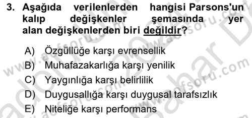 Modern Sosyoloji Tarihi Dersi 2024 - 2025 Yılı (Vize) Ara Sınav Soruları 3. Soru