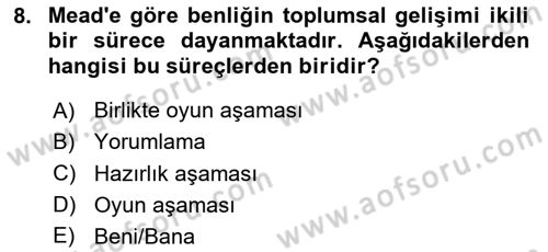 Modern Sosyoloji Tarihi Dersi 2024 - 2025 Yılı (Vize) Ara Sınav Soruları 8. Soru