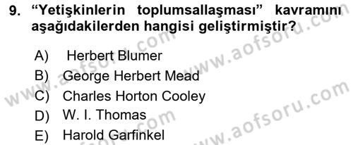 Modern Sosyoloji Tarihi Dersi 2024 - 2025 Yılı (Vize) Ara Sınav Soruları 9. Soru