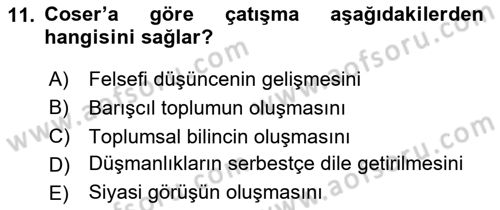 Modern Sosyoloji Tarihi Dersi 2024 - 2025 Yılı (Final) Dönem Sonu Sınav Soruları 11. Soru