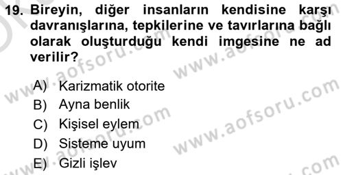 Modern Sosyoloji Tarihi Dersi 2024 - 2025 Yılı Yaz Okulu Sınav Soruları 19. Soru