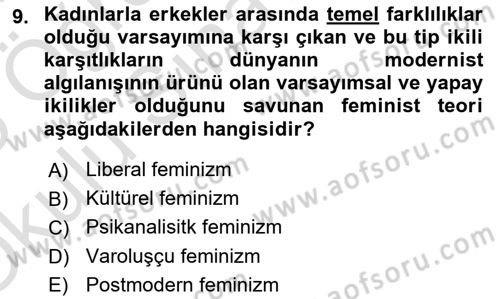 Modern Sosyoloji Tarihi Dersi 2024 - 2025 Yılı Yaz Okulu Sınav Soruları 9. Soru