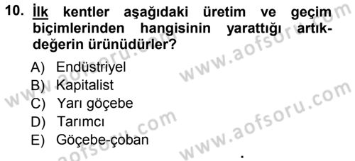 Antropoloji Dersi 2012 - 2013 Yılı (Final) Dönem Sonu Sınavı 10. Soru