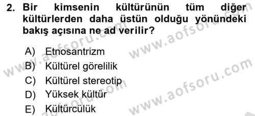 Antropoloji Dersi 2021 - 2022 Yılı (Final) Dönem Sonu Sınavı 2. Soru