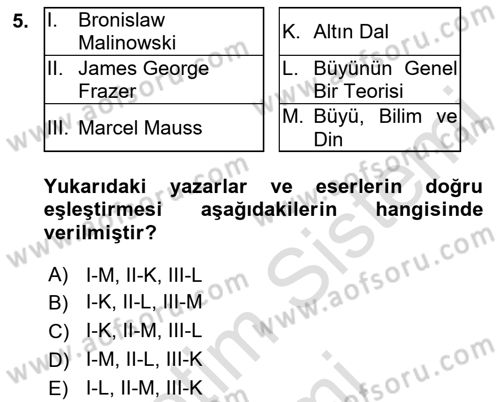 Antropoloji Dersi 2021 - 2022 Yılı (Final) Dönem Sonu Sınavı 5. Soru