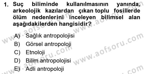 Antropoloji Dersi 2022 - 2023 Yılı Yaz Okulu Sınavı 1. Soru