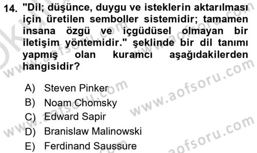 Antropoloji Dersi 2022 - 2023 Yılı Yaz Okulu Sınavı 14. Soru