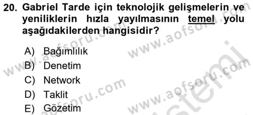 Antropoloji Dersi 2022 - 2023 Yılı Yaz Okulu Sınavı 20. Soru