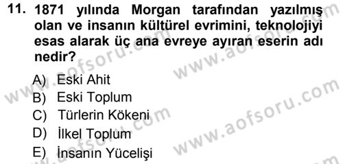 Sosyal Antropoloji Dersi 2012 - 2013 Yılı (Vize) Ara Sınav Soruları 11. Soru