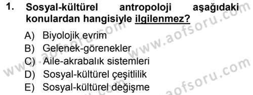 Sosyal Antropoloji Dersi 2012 - 2013 Yılı (Final) Dönem Sonu Sınav Soruları 1. Soru