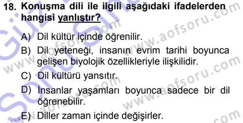 Sosyal Antropoloji Dersi 2012 - 2013 Yılı (Final) Dönem Sonu Sınav Soruları 18. Soru